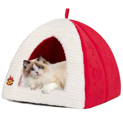 SEIMMIE Katzenhöhlenbett für Indoor-Katzen, warme Katzenbetten/Hundebetten für kleine Hunde, Katzenzeltbett für Welpen, Kätzchen, mit abnehmbarem Kissen SEIMMIE Katzenhöhlenbett für Indoor-Katzen, warme Katzenbetten/Hundebetten für kleine Hunde, Katzenzeltbett für Welpen, Kätzchen, mit abnehmbarem Kissen von SEIMMIE