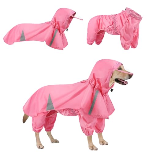 SEIS 2 Stück große Hunde-Regenmantel mit Kapuze, geteilter Labrador-Poncho und Kapuze, wasserdicht, Haustier-Regenbekleidung, atmungsaktiv, Hundeanzug für mittelgroße und große Hunde, Golden von SEIS