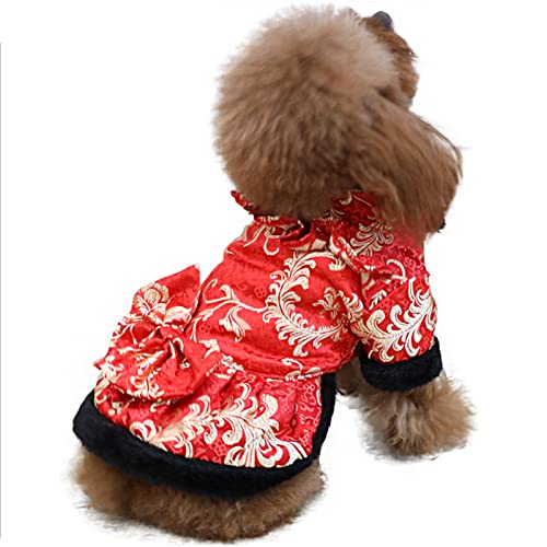SEIS Hundekleid mit Schleife, für den Winter, Cheongsam, Kostüm, für Weihnachten, für Katzen, Teddy, Bichon, kleine und mittelgroße Hunde (Schwarz, Größe XS (Brustumfang 42 cm) von SEIS