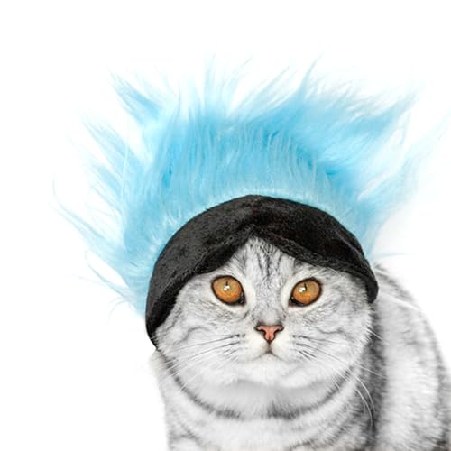 SEIS Katzenperücken-Kostüm, beruhigende Kappe, Augenmaske, lustige Haustier-Kopfbedeckung, Rock, Cosplay, Kätzchen, Angstmaske zur Fellpflege (blau) von SEIS