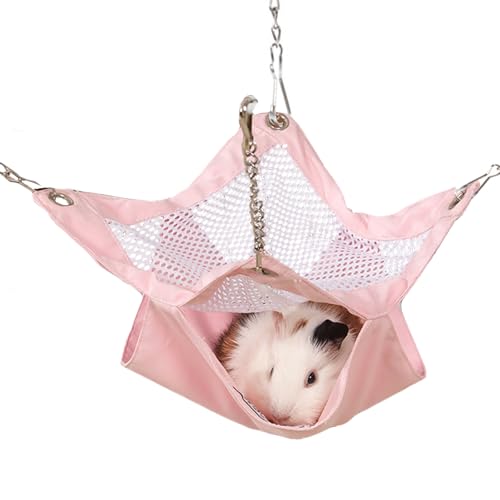 SEIS Wasserdichte 2-lagige Zucker-Mesh-Hängematte, Sommer, Hamster, Schlafnest, Kleintier-Hängebett für Meerschweinchen, Bettwäsche, Eichhörnchen, Ratte (Rosa, 34 x 34 cm) von SEIS