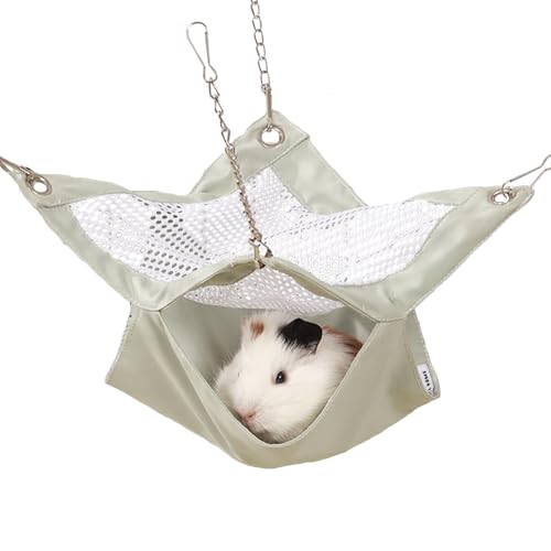 SEIS Wasserdichte 2-lagige Zucker-Mesh-Hängematte, Sommer, Hamster, Schlafnest, Kleintier-Hängebett für Meerschweinchen, Haus, Bettwäsche, Eichhörnchen, Ratte (Grün, 20,1 x 20,1 cm) von SEIS