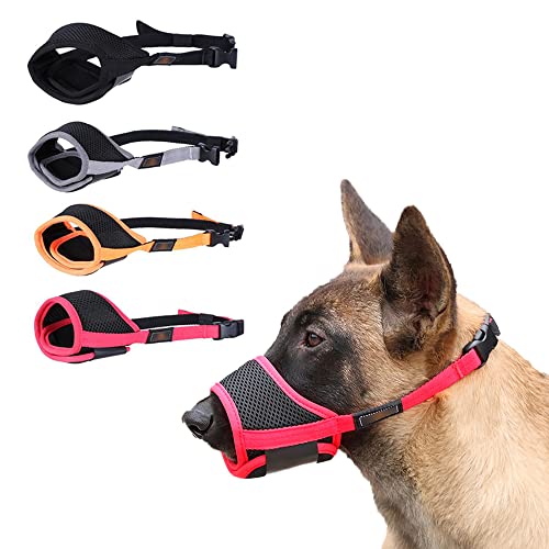 Maulkörbe für Hunde, um Beißen zu verhindern, Maulkorb für Hunde, atmungsaktives Mesh und strapazierfähiger Nylon-Hundemaulkorb mit Verstellbarer Schlaufe und weichem Polster zum Bellen (Orange), XL von SEIWEI