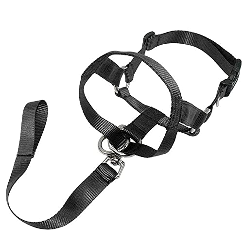 Rindenloses Hundehalsband, Verstellbares Schwarzes Nylon-Haarhalsband ohne Zug für Hunde, Stoppt das Ziehen und Ersticken bei Spaziergängen - L von SEIWEI