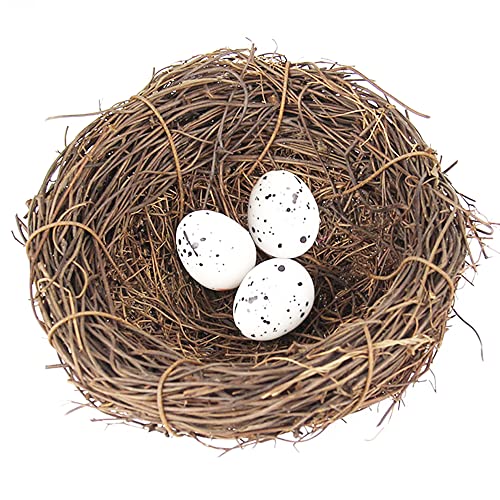 SEIWEI Vogelhaus, künstliches Vogelnest, Rattan, Natur, Kunsthandwerk, Vintage-Vogelkäfig, kreativ für Ostern, Frühlingsdekoration, optisches Geschäft (12 cm) von SEIWEI
