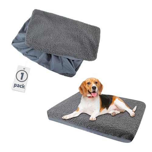 Hundebett-Bezug, Ersatzbezug, waschbar, wasserdicht, Welpenauskleidung, abnehmbar, groß, weich, Plüschhütten, widerstandsfähig, für Hunde/Katzen, nur Bezug, 81,3 x 111,8 x 15,2 cm, Grau von SEJGGKQ