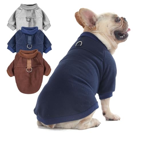 Hundepullover, Katzen- und Hundekleidung, Hundemäntel, Hundejacke mit O-Ring-Leine für kleine und mittelgroße Hunde, Jungen und Mädchen, dehnbar, warm, Hunde-Sweatshirt, Katzenwelpenbekleidung (Größe von SEKUMDAN