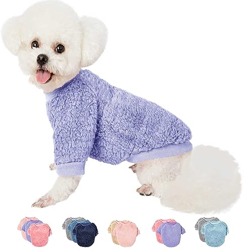 Hundepullover, Kleidung für kleine Hunde, Junge oder Mädchen, Katze, Welpen, Mantel, Sweatshirts, weich, warm, flauschig, Winterjacke, Bekleidung, Lavendel, Größe XXS von SEKUMDAN