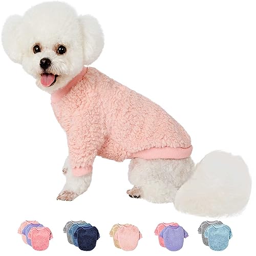 Hundepullover, Kleidung für kleine Hunde, Junge oder Mädchen, Katze, Welpen, Mantel, Sweatshirts, weich, warm, flauschig, Winterjacke, Bekleidung (Engelsrosa, Größe L) von SEKUMDAN