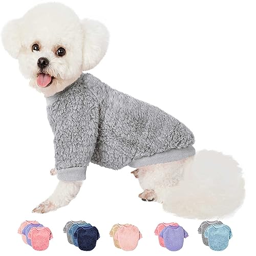 Hundepullover, Kleidung für kleine Hunde, Junge oder Mädchen, Katze, Welpen, Mantel, Sweatshirts, weich, warm, flauschig, Winterjacke, Bekleidung (Grau, XS) von SEKUMDAN