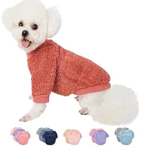 Hundepullover, Kleidung für kleine Hunde, Junge oder Mädchen, Katze, Welpen, Mantel, Sweatshirts, weich, warm, flauschig, Winterjacke, Bekleidung (Koralle, Größe L) von SEKUMDAN