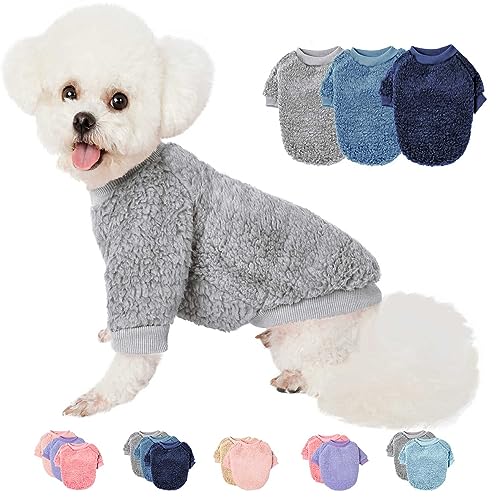 Hundepullover, Kleidung für kleine Hunde, Jungen oder Mädchen, Katze, Welpen, Mantel, Sweatshirts, weich, warm, flauschig, Winterjacke, Bekleidung (Grau, Blau, Marineblau, Größe XS) von SEKUMDAN