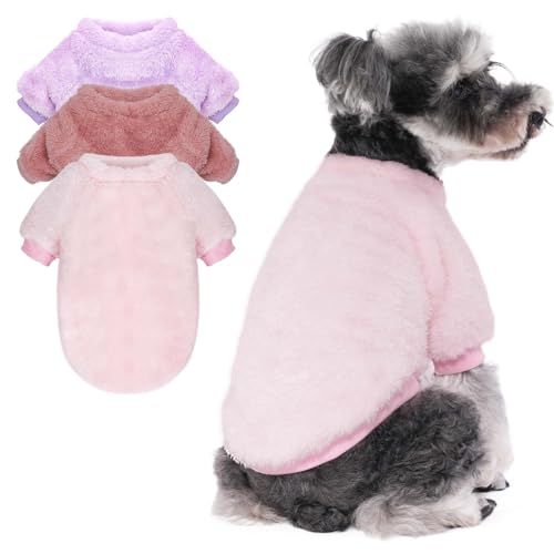 SEKUMDAN Hundepullover, Kleidung für kleine Hunde, Jungen oder Mädchen, Katzen, Welpen, Sweatshirts, weiche, warme, flauschige Winterjacke (Altrosa, Blassrosa, Blasslavendel, Größe M) von SEKUMDAN