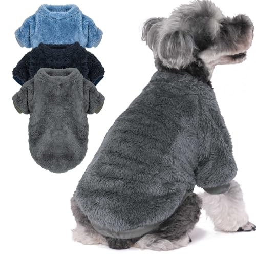 SEKUMDAN Hundepullover, Kleidung für kleine Hunde, Jungen oder Mädchen, Katzen, Welpenmantel, Sweatshirts, weich, warm, flauschig, Winterjacke (Grau, Blau, Dunkelblau, Größe XXS) von SEKUMDAN