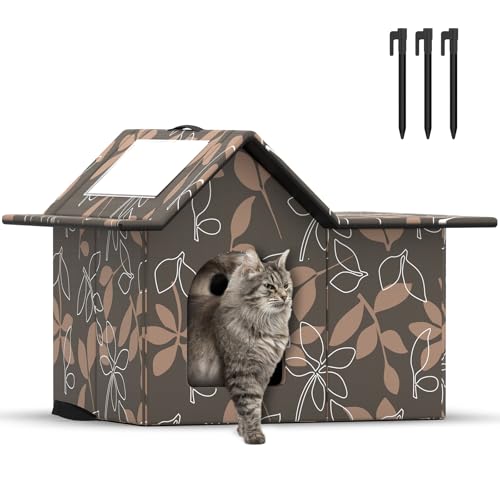 SELBATON Katzenhaus Für Draußen Winterfest, Haus für verwilderte Katzen mit abnehmbaren Kissen, Winterschutz für Haustiere mit Türvorhängen, einfach zu montieren SELBATON Katzenhaus Für Draußen Winterfest, Haus für verwilderte Katzen mit abnehmbaren Kissen, Winterschutz für Haustiere mit Türvorhängen, einfach zu montieren von SELBATON