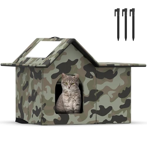 SELBATON Katzenhaus Für Draußen Winterfest, Haus für verwilderte Katzen mit abnehmbaren Kissen, Winterschutz für Haustiere mit Türvorhängen, einfach zu montieren SELBATON Katzenhaus Für Draußen Winterfest, Haus für verwilderte Katzen mit abnehmbaren Kissen, Winterschutz für Haustiere mit Türvorhängen, einfach zu montieren von SELBATON