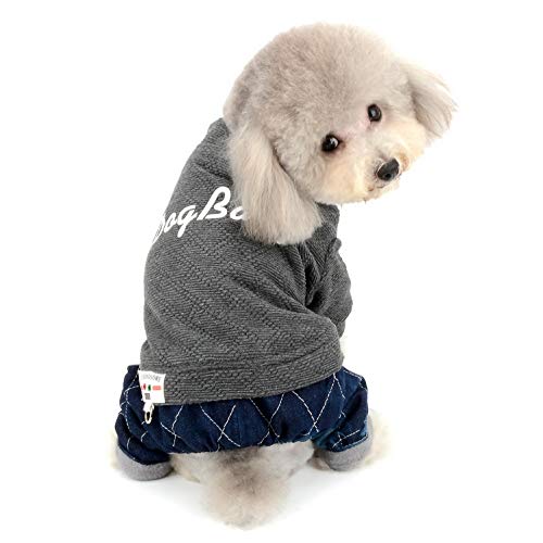 SELMAI Jumpsuit für Welpen Fleece gefüttert Wintermantel Baumwolle Hund Jacke Hund Pyjama vierbeinigen Denim Hose für Kleine Hunde Katze Haustier Chihuahua Hundebekleidung Grau S SELMAI Jumpsuit für Welpen Fleece gefüttert Wintermantel Baumwolle Hund Jacke Hund Pyjama vierbeinigen Denim Hose für Kleine Hunde Katze Haustier Chihuahua Hundebekleidung Grau S von SELMAI