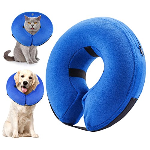 SELMAI Pet Schutz aufblasbar Halsband Weichen Multifunktions Recovery Halsbänder für Hunde Katzen verhindern Lecken bilderrahmenin, L, Blau von SELMAI