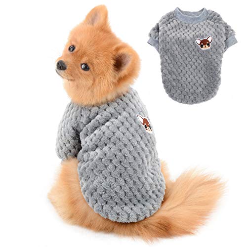 SELMAI Pullover für Kleine Hunde Mittelgroße Weich Warm Flauschiger Kleider Welpe Chihuahua Mantel Dackel Plüsch Kleidung Katzen Haustiere Tägliche Tragen Winddichtes Kaltes Wetter Winter Grau L von SELMAI