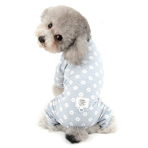 SELMAI Schlafanzug für kleine Hunde, Mädchen, Baumwolle, Welpen, Jumpsuit, Doggie, weich, Chihuahua-Kleidung XL Blau von SELMAI