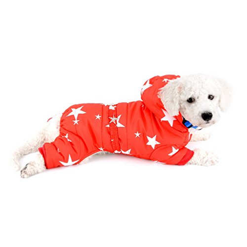 SELMAI Schneeanzug für kleine Hunde, Fleece-gefüttert, Sterngürtel, Kapuze, Overall, Vierbeine, Hose, Wintermäntel, Welpen, Hunde, Chihuahua, Kleidung, Outfits, Rot, S SELMAI Schneeanzug für kleine Hunde, Fleece-gefüttert, Sterngürtel, Kapuze, Overall, Vierbeine, Hose, Wintermäntel, Welpen, Hunde, Chihuahua, Kleidung, Outfits, Rot, S von SELMAI
