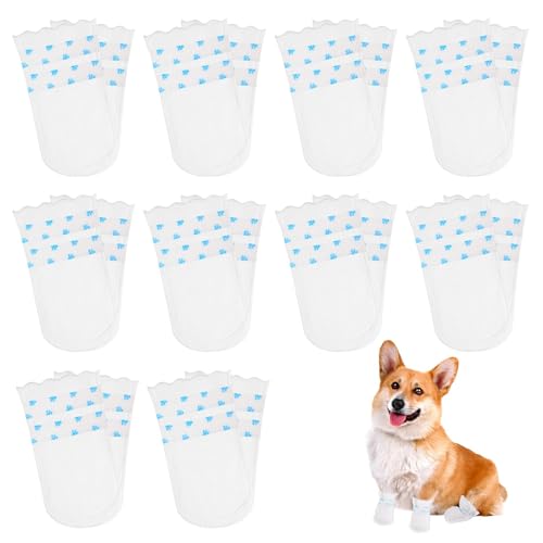 Einweg-Hundesocken, wasserdichte Hundeschuhe für verletzte Pfoten, Pfotenschutz mit Bandage für Hunde, stoppen Lecken und fördern die Heilung, geeignet für drinnen und draußen, 20 Stück (S, 2,3–7,3 kg von SELURK