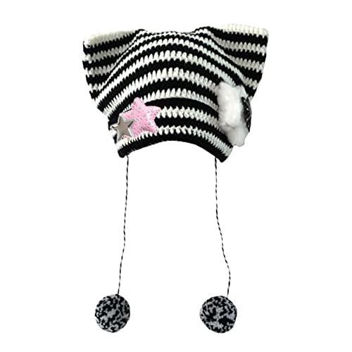 Strick Mützenhut Süße Katzenohren Winter Warme Mütze Gestreifte Strickhüte Mit Pom Pom Foto Requisiten Für Frauen Strick Mützenhut Süße Katzenohren Winter Warme Mütze Gestreifte Strickhüte Mit Pom Pom Foto Requisiten Für Frauen von SELVFZ