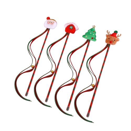 4pcs Christmas Themed Kitten Teaser Stick Funny Cats Tassels Wand Toy Pet Cats Interactive Stick Cats Chaseing Supplies Cats Interactive Wand Cats Interactive Wand Toy von SELiLe