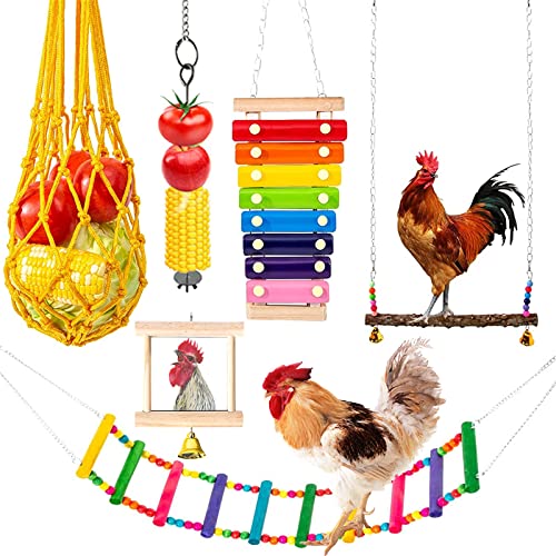 6 Stück Papageien Spielzeug Groß Vogel Schaukel Leiter Sitzstange Ständer Musik Spielzeug Spielzeug Veggie Hanger Feeder Hängend Für Käfig Papageien Musik Spielzeug Vögel Huhn Leiter Schaukel von SELiLe