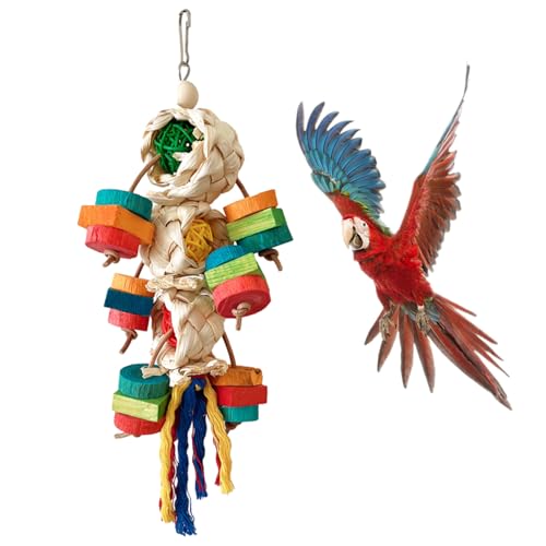 Interaktives Vogelspielzeug hilft, einen gesunden Schnabel zu erhalten und bietet erweiterten Spaß, sichere Materialien, perfekt für Papageien, Vögel, Papageien, Spielzeug, hängbar, natürliches von SELiLe