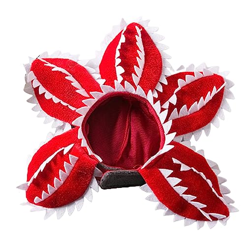 Lustiger Hut, Demogorgon, gruseliges Blumen-Kostüm, Geburtstag, Haustierzubehör, Zubehör, niedliche Haustierkleidung, verstellbarer Aufkleber, Polyester-Material von SELiLe