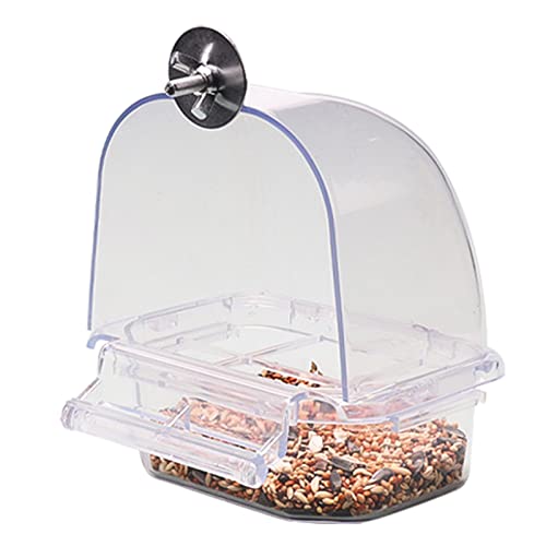 Transparente Kunststoff- und Wasserspender-Schüssel für Vogelkäfigschubladen, einfache Handhabung, kein Durcheinander, für kleine Vögel, Geschenk, Vogelkäfig-Futterspender von SELiLe