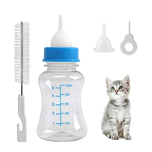 Aufzuchtflasche Haustier,Aufzuchtflasche 150ml Haltbares Silikon Wasser Milch Flasche Silikon Babyflasche Neugeborene Pet Kleine Hunde Welpen Katze Milch Fläschchen Milch Feeder mit Nippel Pinsel Set von SEMINISMAR