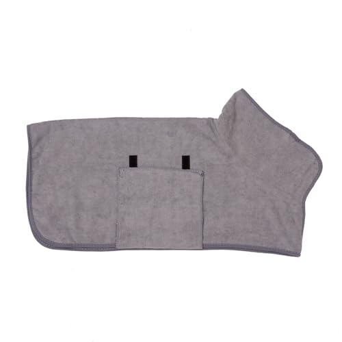 Hundebademantel, Mikrofaser Hunde Bademantel Badetuch, Extra Saugfähig, Schnell Trocknender Hundebademantel, Hundehandtuch mit Verstellbaren Trägern für Große Mittel und Kleine Hunde(Grau, M) von SEMINISMAR