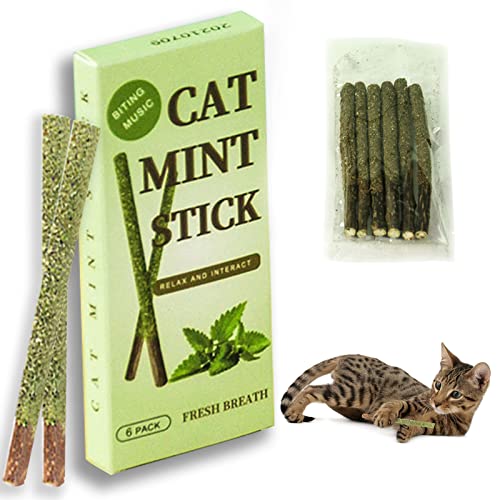 Katzenminze Sticks,Catnip Sticks,wiederverwendbaren Katzenminze Sticks Kaustäbchen,Katzenminze Sticks,Matatabi Katzen Kauhölzer,Katzenminze Sticks zum Schleifen von Zähnen,Matatabi Zahnpflege,6 PCS von SEMINISMAR