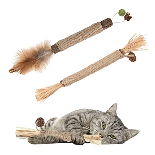 SEMINISMAR Katzenminze Sticks für Katzen,Matatabi Stick Katzen Sticks,Matatabi-Kausticks als Katzenspielzeug,Kauholz Katze Catnip Sticks,Matatabi Katzensticks,Katzensticks Zur Zahnreinigung,2PCS von SEMINISMAR