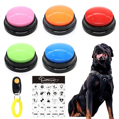 SEMINISMAR Trainingsknöpfe für Hunde, 5 Stück, für Haustiere, Kommunikation, Knöpfe, Dressurknöpfe für sprechende Hunde, Sprachtaste mit Aufnahme, mit Clickern für Hunde SEMINISMAR Trainingsknöpfe für Hunde, 5 Stück, für Haustiere, Kommunikation, Knöpfe, Dressurknöpfe für sprechende Hunde, Sprachtaste mit Aufnahme, mit Clickern für Hunde von SEMINISMAR