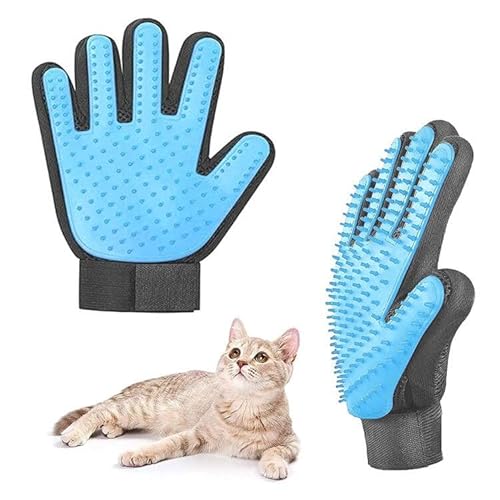 Waschhandschuh für Katzen,Katzenhandschuhe,Katzenhandschuh Fellpflege,Katzenhandschuh Bürste,Fellpflegehandschuh aus Silikon Handschuh,Katzenbürste,Pflegehandschuh für Haustiere (2 Hell blau) von SEMINISMAR