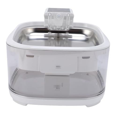 SENECESLI Katzen -Trinkbrunnen, 4,5 L Großkapazität Wiederaufladbar Ruhig Zirkulierende Filtration Haustier Wasserbrunnen Edelstahlschale für Hunde Katzen (White) von SENECESLI