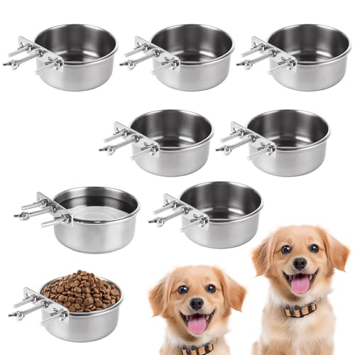 8 Stück Hundekäfig-Wassernapf aus Edelstahl, zum Aufhängen, Käfig, Hundenäpfe mit Klemmhalter, kein Verschütten, Metall-Futterspender für Katze, Hund, Vogel 8 Stück Hundekäfig-Wassernapf aus Edelstahl, zum Aufhängen, Käfig, Hundenäpfe mit Klemmhalter, kein Verschütten, Metall-Futterspender für Katze, Hund, Vogel von SENENQU