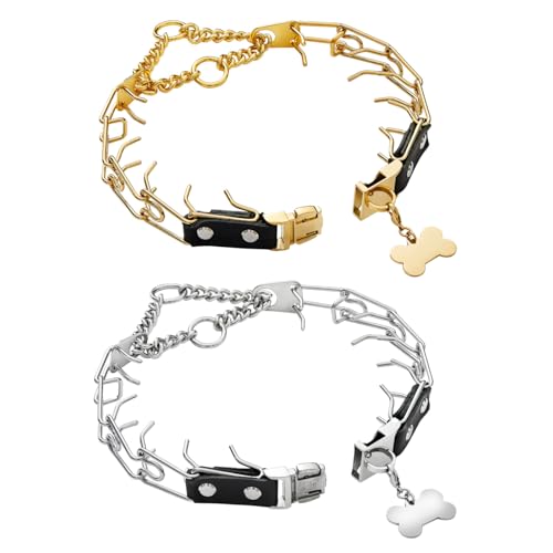 2 x 76 cm lange Hundehalsband, kein Ziehen, Anti-Kau-Trainings-Halsband für bequeme Passform und polierte glatte Glieder für festes Training und Kontrolle von SENRISE