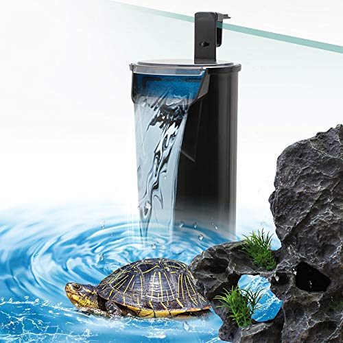 SENZEAL Schildkröte Niedriger Wasserstand Wasserfallfilter Pumpe Aquarium Interner Filter 5W 220V/50Hz 400L/H Niedriger Wasserstand reinigen für Aquarium Reptilien Amphibie - Schwarz von SENZEAL