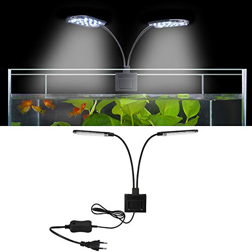SENZEAL X7 LED Aquarium Beleuchtung Zwillinge Aquarium Lampe Zwei Köpfe LED Licht 220V 15W 1600LM für 8 bis 15 Zoll Fisch Tank Weißes Licht von SENZEAL