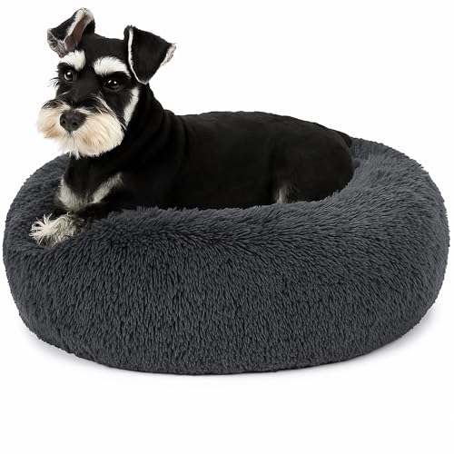 Beruhigendes Donut-Katzenbett, flauschiges, rundes Plüsch-Hundebett, gemütlich, weich, waschbar, Kissen, selbstwärmendes Haustierbett, rutschfeste Unterseite, Anti-Angst, schlafendes Kuschelnest für Beruhigendes Donut-Katzenbett, flauschiges, rundes Plüsch-Hundebett, gemütlich, weich, waschbar, Kissen, selbstwärmendes Haustierbett, rutschfeste Unterseite, Anti-Angst, schlafendes Kuschelnest für von SEOUGEE