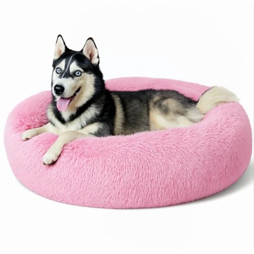 Beruhigendes Donut-Katzenbett, flauschiges, rundes Plüsch-Hundebett, gemütlich, weich, waschbar, Kissen, selbstwärmendes Haustierbett, rutschfeste Unterseite, Anti-Angst, schlafendes Kuschelnest für Beruhigendes Donut-Katzenbett, flauschiges, rundes Plüsch-Hundebett, gemütlich, weich, waschbar, Kissen, selbstwärmendes Haustierbett, rutschfeste Unterseite, Anti-Angst, schlafendes Kuschelnest für von SEOUGEE