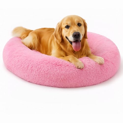Beruhigendes Donut-Katzenbett, flauschiges, rundes Plüsch-Hundebett, gemütlich, weich, waschbar, Kissen, selbstwärmendes Haustierbett, rutschfeste Unterseite, Anti-Angst-Schlaf-Kuschelnest für Beruhigendes Donut-Katzenbett, flauschiges, rundes Plüsch-Hundebett, gemütlich, weich, waschbar, Kissen, selbstwärmendes Haustierbett, rutschfeste Unterseite, Anti-Angst-Schlaf-Kuschelnest für von SEOUGEE