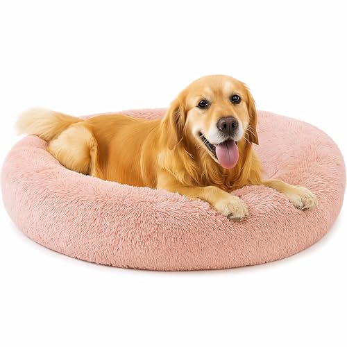 Beruhigendes Donut-Katzenbett, flauschiges, rundes Plüsch-Hundebett, gemütlich, weich, waschbar, Kissen, selbstwärmendes Haustierbett, rutschfeste Unterseite, Anti-Angst-Schlaf-Kuschelnest für Beruhigendes Donut-Katzenbett, flauschiges, rundes Plüsch-Hundebett, gemütlich, weich, waschbar, Kissen, selbstwärmendes Haustierbett, rutschfeste Unterseite, Anti-Angst-Schlaf-Kuschelnest für von SEOUGEE