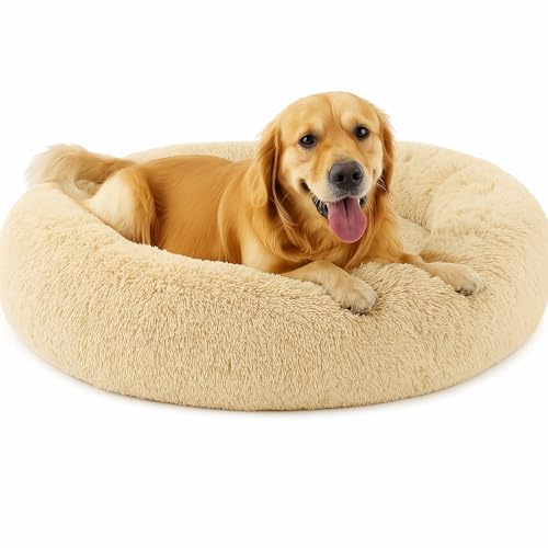 Beruhigendes Donut-Katzenbett, flauschiges, rundes Plüsch-Hundebett, gemütlich, weich, waschbar, Kissen, selbstwärmendes Haustierbett, rutschfeste Unterseite, Anti-Angst-Schlaf-Kuschelnest für Beruhigendes Donut-Katzenbett, flauschiges, rundes Plüsch-Hundebett, gemütlich, weich, waschbar, Kissen, selbstwärmendes Haustierbett, rutschfeste Unterseite, Anti-Angst-Schlaf-Kuschelnest für von SEOUGEE