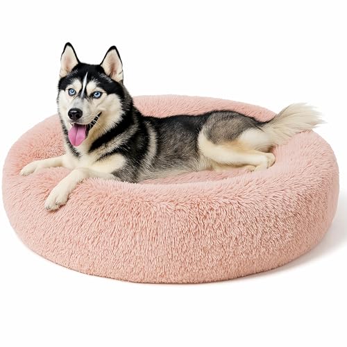 Beruhigendes Donut-Katzenbett, flauschiges, rundes Plüsch-Hundebett, gemütlich, weich, waschbar, Kissen, selbstwärmendes Haustierbett, rutschfeste Unterseite, Anti-Angst-Schlaf-Kuschelnest für Beruhigendes Donut-Katzenbett, flauschiges, rundes Plüsch-Hundebett, gemütlich, weich, waschbar, Kissen, selbstwärmendes Haustierbett, rutschfeste Unterseite, Anti-Angst-Schlaf-Kuschelnest für von SEOUGEE