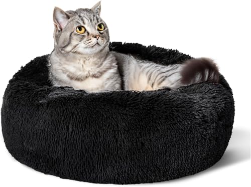 Beruhigendes Donut-Katzenbett, flauschiges, rundes Plüsch-Hundebett, gemütlich, weich, waschbar, Kissen, wärmendes Haustierbett mit rutschfester Unterseite, Anti-Angst, schlafendes Kuschelnest für Beruhigendes Donut-Katzenbett, flauschiges, rundes Plüsch-Hundebett, gemütlich, weich, waschbar, Kissen, wärmendes Haustierbett mit rutschfester Unterseite, Anti-Angst, schlafendes Kuschelnest für von SEOUGEE